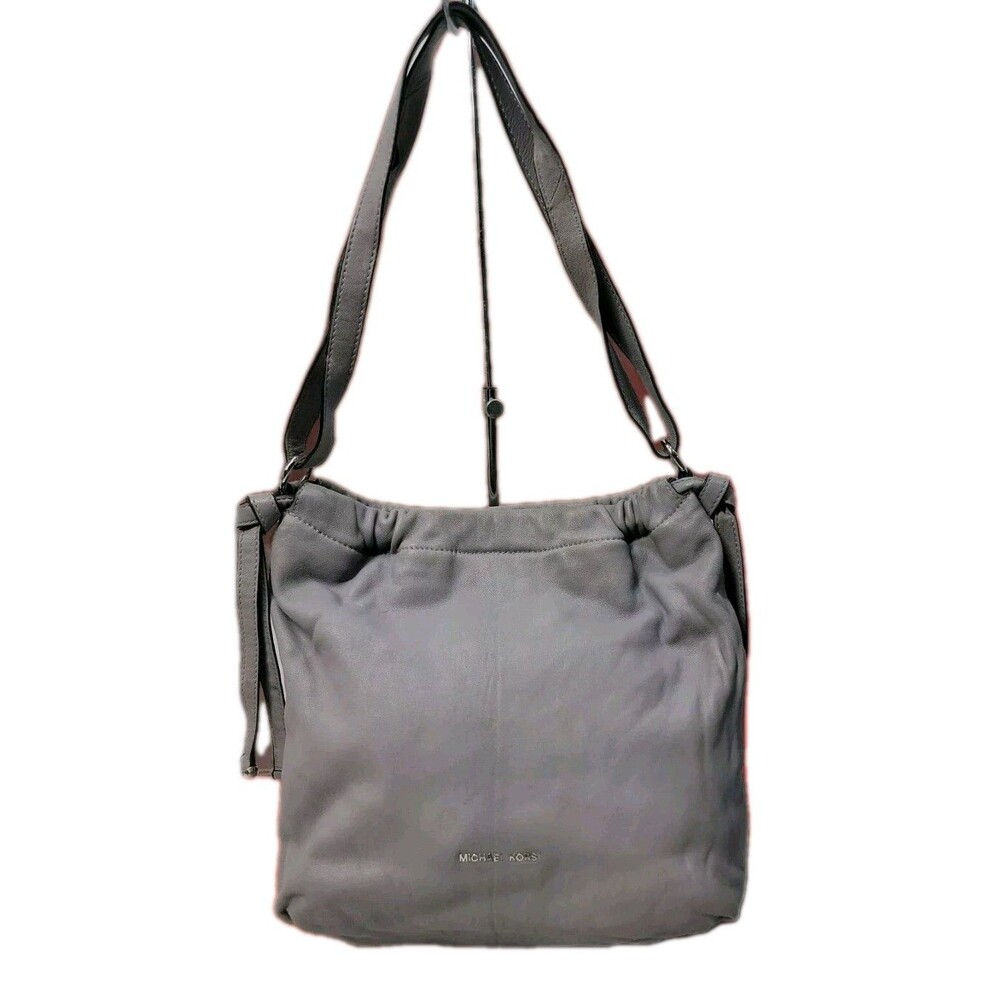 MICHAEL KORS GRAY LIGHT BLUE SMOOTH LEATHER CONVERTIBLE TOTE